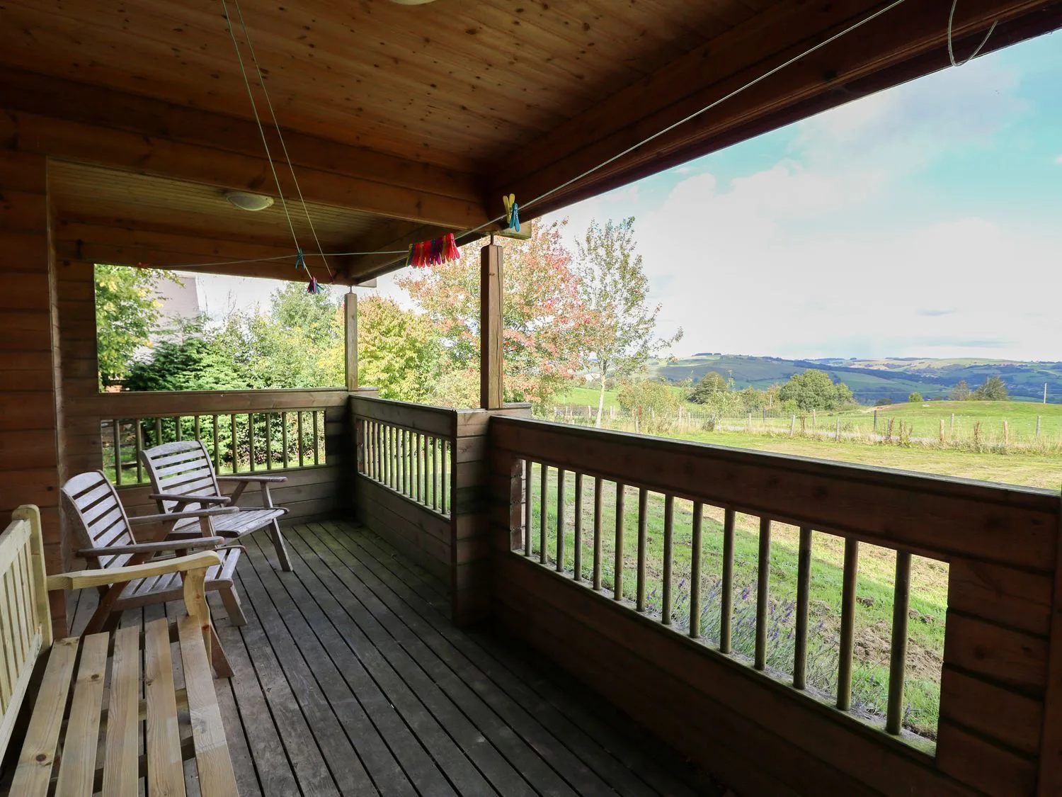 Veranda view over the Welsh countryside towards Offa's Dyke